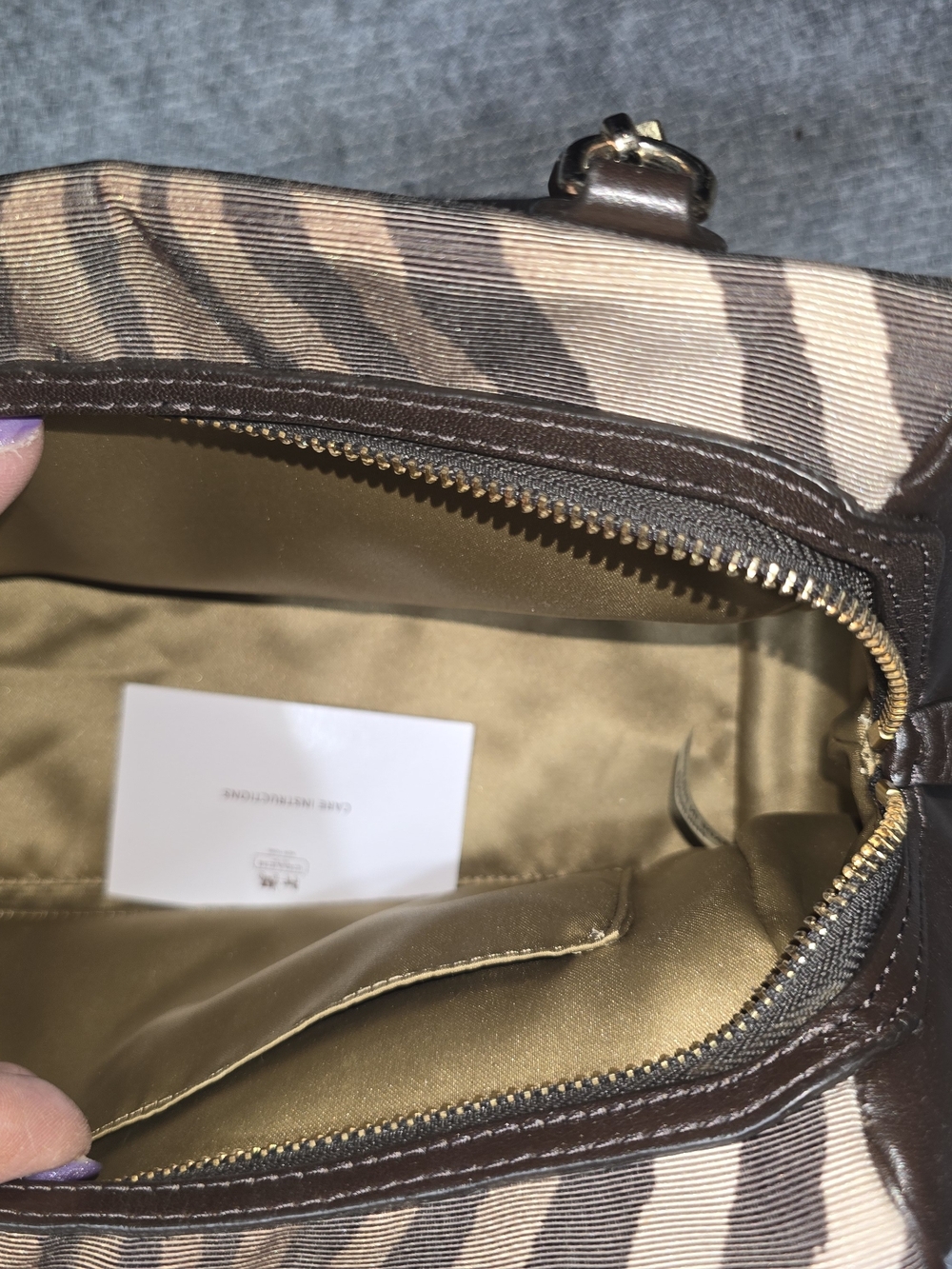 Coach Madison Madeline 26634 Zebra Print Brown Leather Satchel Crossbody Bag - Picture 10 of 16